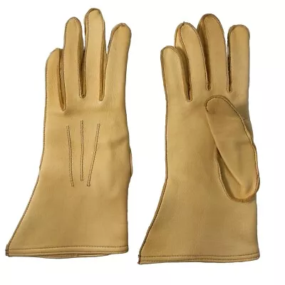 GLOVES 7 Deerskin Leather Vintage Yellow Buttery Soft Ranchwear Womens • $25