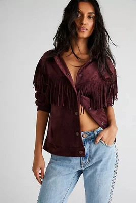 £30 • Buy Free People Mulberry Cosmic Karma Faux Suede Jacket Medium UK 12-14 RRP £168 New