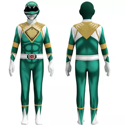 Mask Adults Kids Mighty Morphin Superhero Cosplay Jumpsuit Power Rangers Costume • $29.95