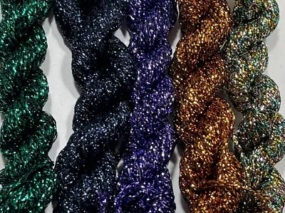 Job Lot Bundle Yarn Wool Fancy Glitter Lurex Fine Chainette 5x 10m Mix #B36 • £3.19