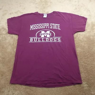 Mississippi State Bulldogs T Shirt Maroon White Size L VTG Made In USA • $7.95