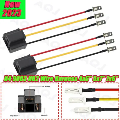 2PCS H4 9003 Wire Harness 4x6'' 5x7'' 7x6'' Headlight Connector Adapter Socket • $9.59