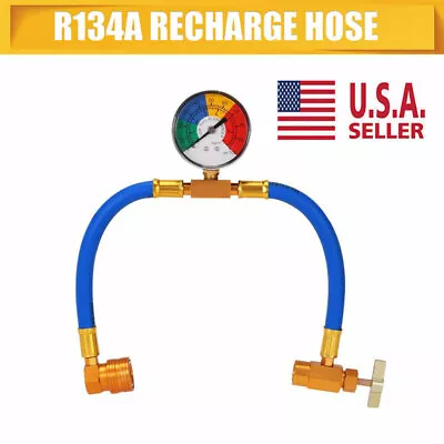 R134A AC Recharge Hose W/ Gauge Kit Can Tap R12/R22 To R134A Low Pressure Valve • $12.99