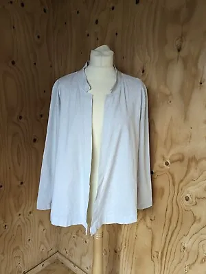 MAMA B Grey Linen Cotton Nehru Collar Edge To Egde Jacket Blazer UK S Lagenlook • £25