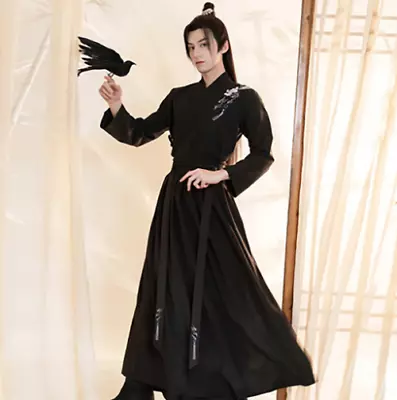 Plus Size Hanfu Men Ancient Chinese Black Sets Carnival Cosplay Costume Outfit • £84.67