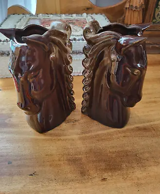 Vintage Pottery Horse Head Bookends • $14.68