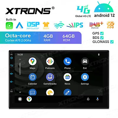Double 2DIN 7  Android 12 4+64GB Touch Screen Car Stereo Radio GPS 4G WiFi BT FM • $220.89