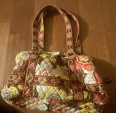 Vera Bradley Buttercup Hipster Shoulder Bag Purse Brown Yellow Pink Floral Print • $20