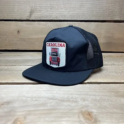 Vintage Carolina Trucking Black Patch Snapback Trucker Hat Cap Made In USA • $20.89