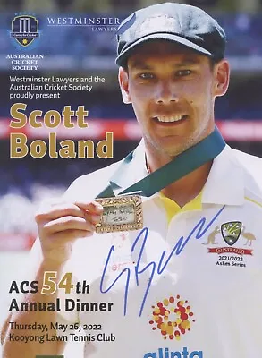 $9.95 • Buy SCOTT BOLAND AUTOGRAPHED Cricket Dinner Menu, Homage To A Hero