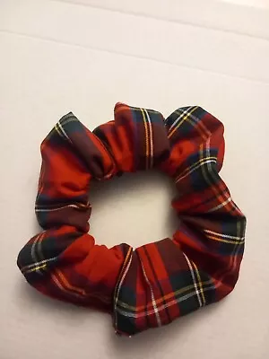 Girls Hair Scrunchies Tartan Pattern Red • £1.70