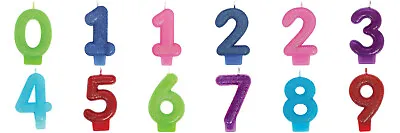 GLITTER NUMBER CANDLE Birthday Party Cake Topper Party Supplies 0 To 9 • $5.50