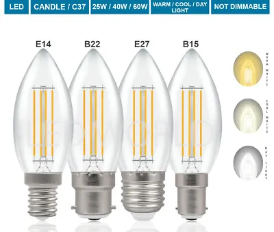 £2.98 • Buy B22 E14 LED Bulb Candle 40w SES Filament Light Bulbs Lamp Cool Warm White 2w/4w