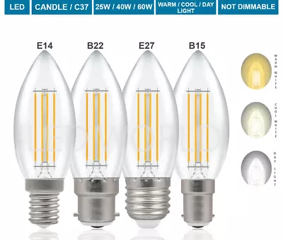 Candle LED Bulbs 25W 40W Small/Big Screw E14 Bayonet B22 / B15 Warm / Cool Light • £4.99