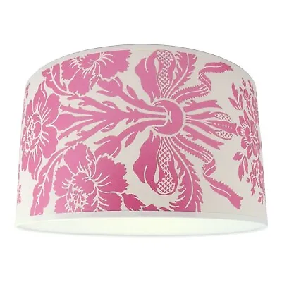 48cm Lampshade Handmade In UK - Laura Ashley Tatton Cerise (Pink) Wallpaper • £41.49