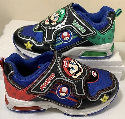 SUPER MARIO BROS Mario & Luigi Toddler Shoes Light Up Sneakers Size 13 Youth • $16.95