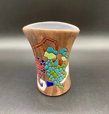 Keramos Vase Made In Israel Taub Hand Painted Grape Mosaic Design 163 Small 4  • $19.99