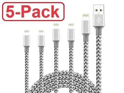 5-Pack Fast Charger Cable Heavy Duty For IPhone 14 13 12 11 XR 8 7 Charging Cord • $15.59