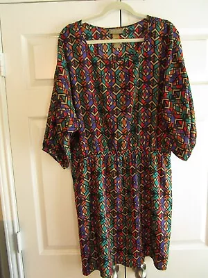 Miss Tina Womens Tunic Dress 2XL Multicolor 3/4 Sleeve Lightweight • $10.39