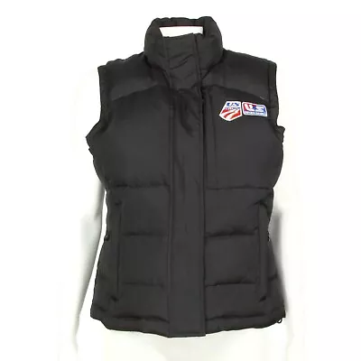 US SKI TEAM SNOWBOARDING DOWN VEST Black Puffer Jacket Ski Snow Womens Small 977 • $49.95