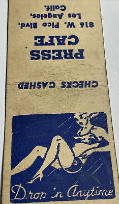 Press Cafe Pin Up Matchbook Cover Girl Los Angeles California￼￼ • $4.88