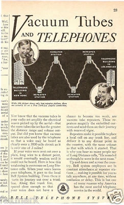 $9.25 • Buy Bell Telephone Advertisement           Vacuum Tubes And Telephones          1935