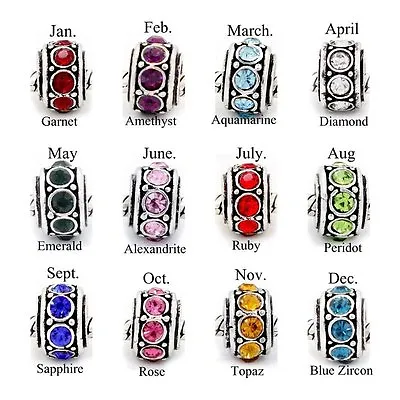 European Birthstone Charm Spacer Beads Compatible With All Major Bracelets • $9.99