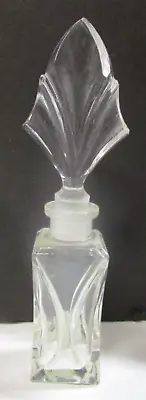 Vintage Crystal Perfume Bottle With Stopper 5.5  Tall Square Base • $15.99