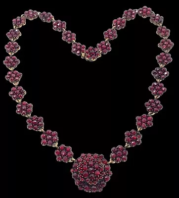 Antique Rose Cut Bohemian Pyrope Garnet Necklace • $450