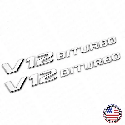 2pcs 17+ V12 BITURBO AMG Side Fender Marker Nameplate Emblem Badge OEM Chrome • $32.99