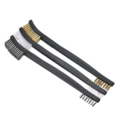 3x Mini Wire Brush Set Brass Nylon Stainless Bristle Cleaning Tool Clean__- • $6.64