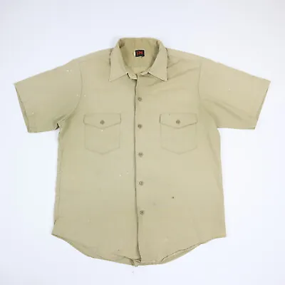 Vintage 50s LEE Work Shirt Button Up Faded Beige Rockabilly Mens L/XL • $33.24