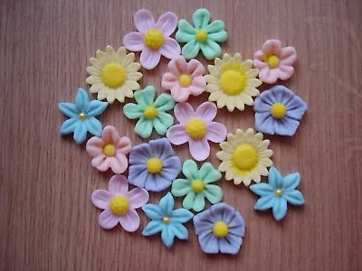 £5.30 • Buy PASTEL Edible Sugar Paste Flowers Cup Cake Decorations Toppers, Birthday