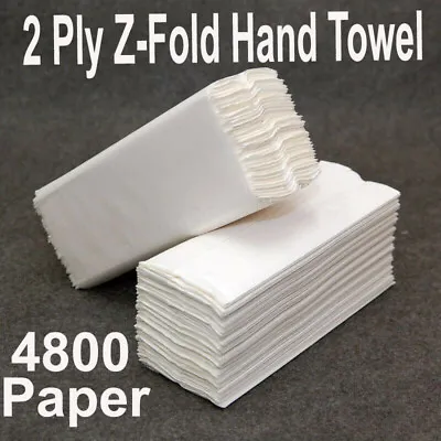 4800 Paper Hand Towels Z Fold Tissues Multi Fold Premium Quality PACK 2 PLY • £12.99