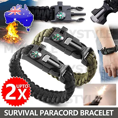 $5.45 • Buy Survival Paracord Bracelet Knife Emergency For Camping Hiking Parachute Tool Kit