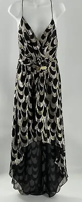 Milly Of New York Dress 6 Silk Blend Metallic Jacquard Cocktail Hi Low • $34.44