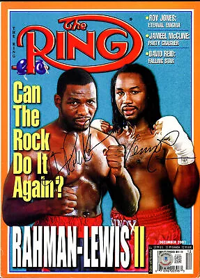 Lennox Lewis & Hasim Rock Rahman Autographed Ring Magazine Beckett BAS #BH29265 • $99