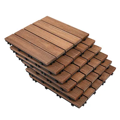 £99.99 • Buy Outsunny 27pc Floor Tiles Interlocking Solid Wood DIY Deck Tiles Indoor Outdoor