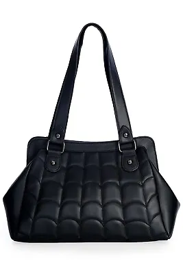 £39.99 • Buy Women's Black Gothic Punk Emo Quilted Spider Bite Handbag Bag BANNED Apparel