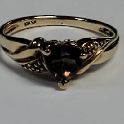 Vintage  Solid 10 K Gold  Mystic Fire Topas  Heart Ring Size 6.5 • $199