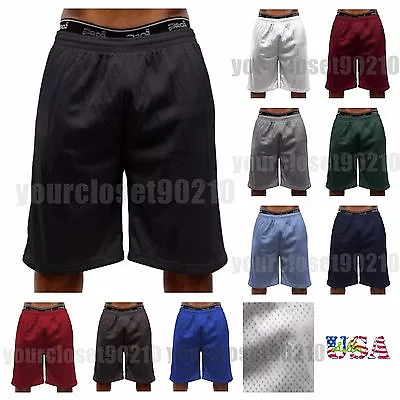 Mens Dri-Fit Mesh Shorts Fitness Pockets Gym Basketball Drawstring Shorts S-5X • $12.99