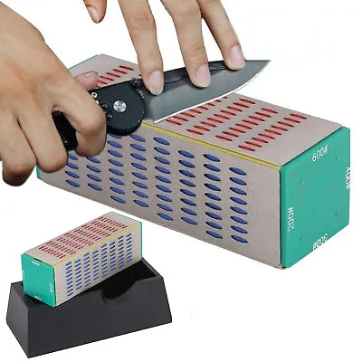 Sharpening Stone Hone Block Diamond Kitchen Knife Sharpener 4 Sided Whetstone • $25.99