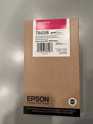 NEW GENUINE EPSON T603B MAGENTA 220ml INK STYLUS PRO 7800 9800 T603B00 • $49