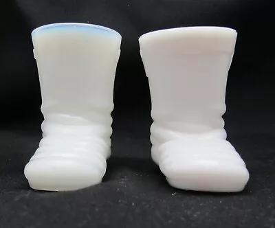 2 Imperial Glass White Milk Glass Boots Toothpick Or Match Holders 2 Styles • $25.43