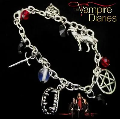 “The Vampire Diaries” Elena/Bonnie  Multi Piece Silver PlatedCharm Bracelet • £8.95