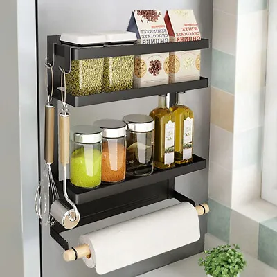 Magnetic Fridge Shelf Organizer Spice Jars Holder Refrigerator Side Storage Rack • £14.95