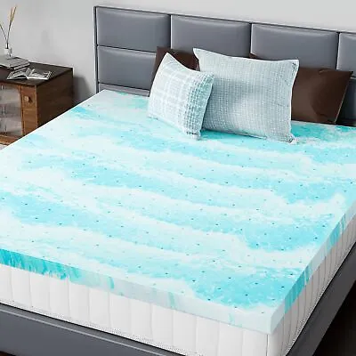 Memory Foam Mattress Topper- Gel Infused Bed Pad Full Size Elastic Cushion That • $47.81
