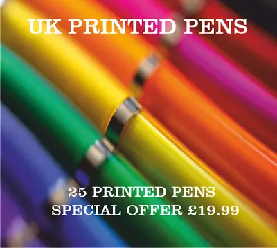 25 Personalised Pens Single Colour Full Colour Print £19.99 • £19.99