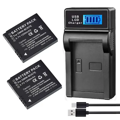 2x Battery+LCD Charger For Panasonic Lumix DMC-FS14 FS18 FS22 FT25 FT30 DMW-BCK7 • $24.54