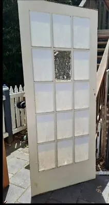 Vintage 15 Panel Hardwood French Door With Period Frosted Flemish Glass. • $80